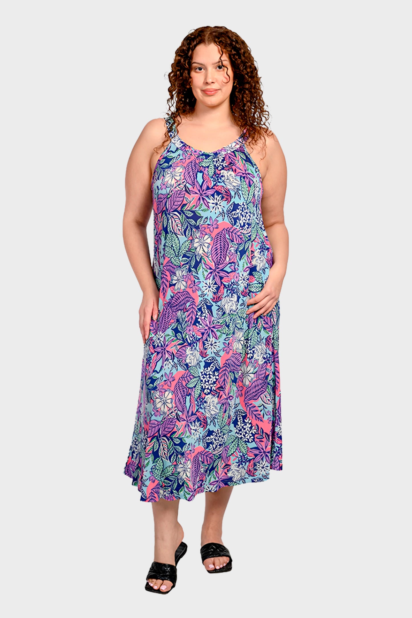 Vestido Largo de Licra con Bolsillos