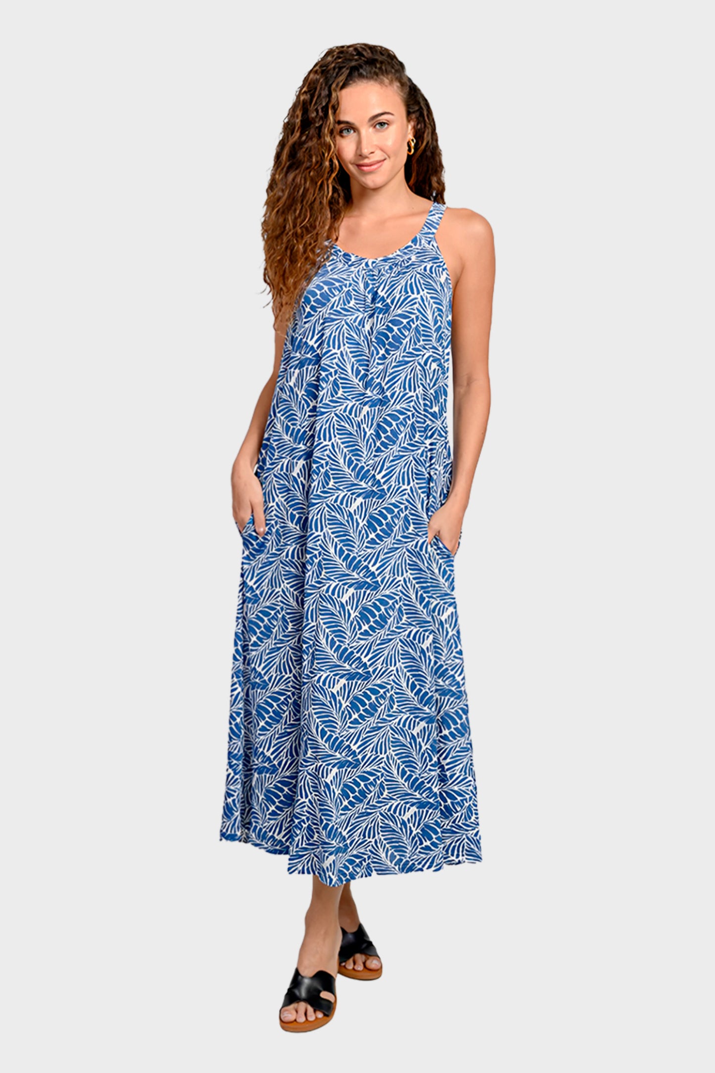 Vestido Largo de Licra con Bolsillos
