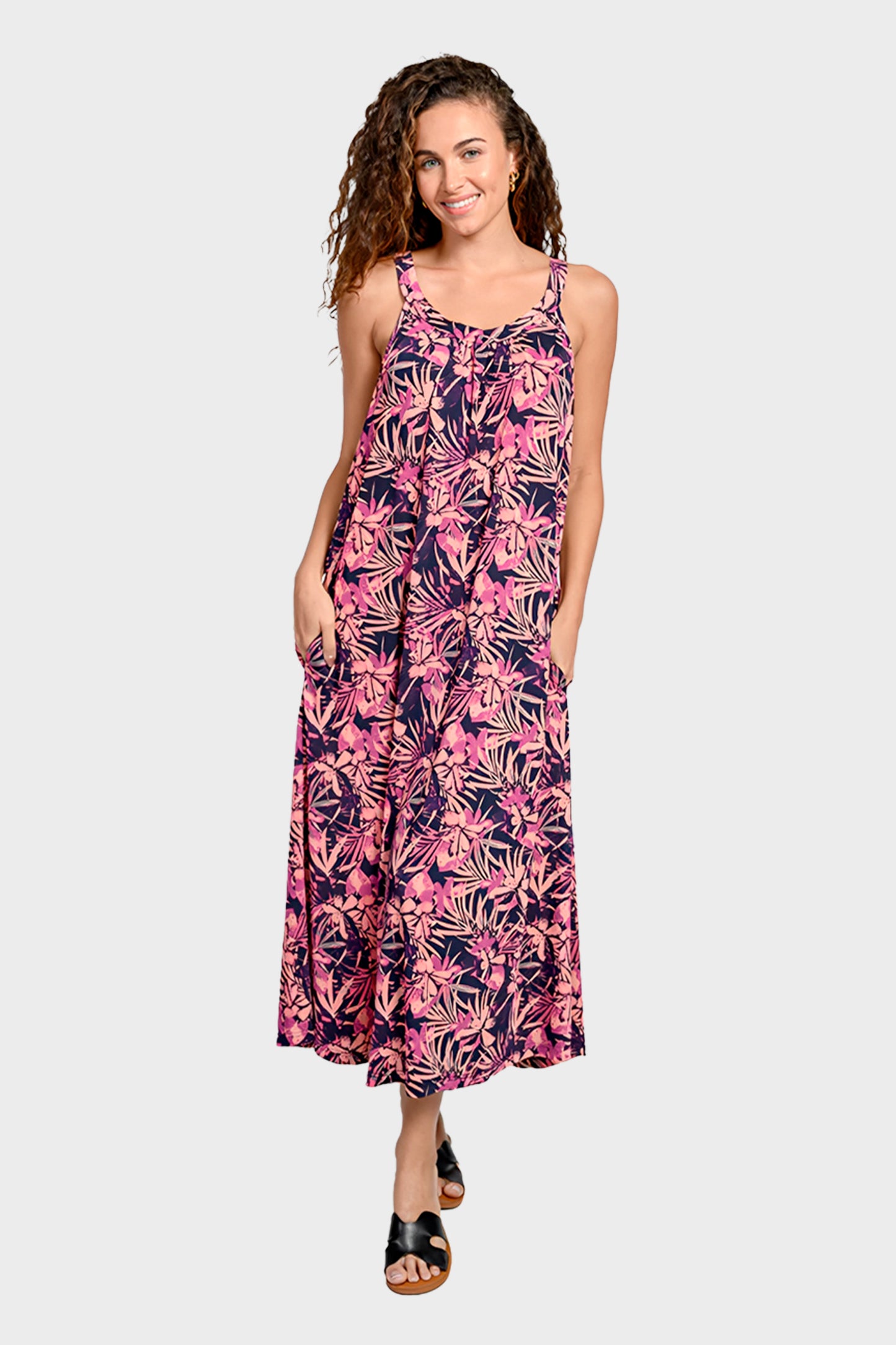 Vestido Largo de Licra con Bolsillos